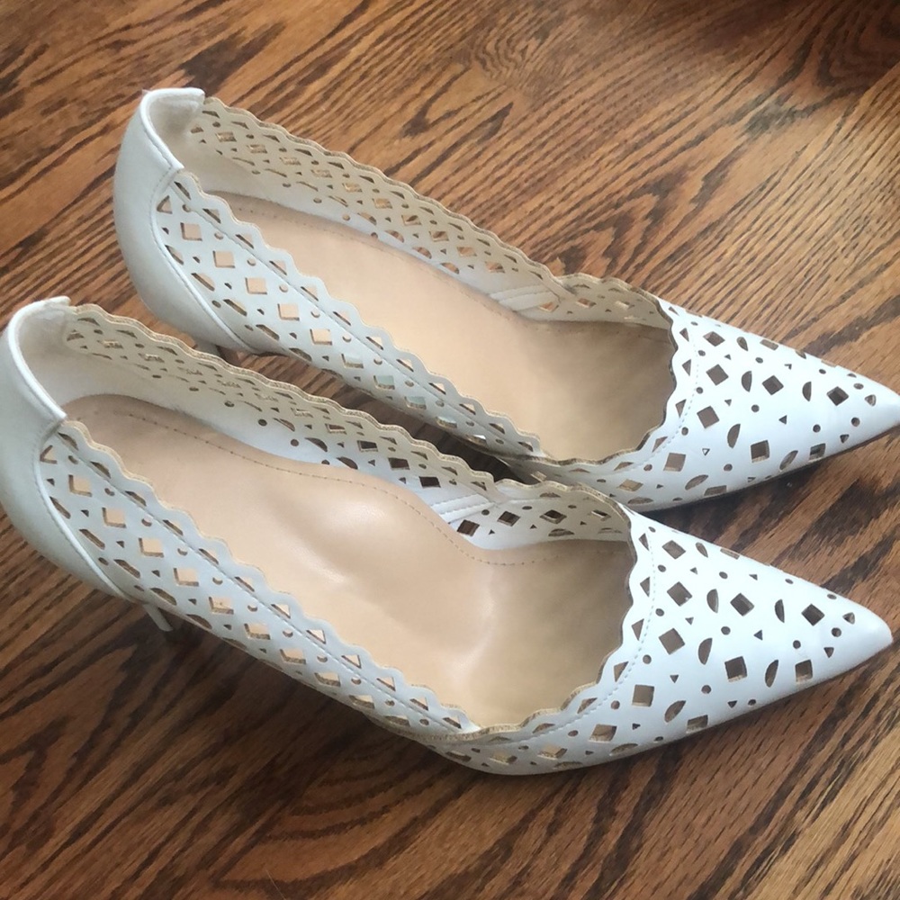 JustFab White heels pumps pointed toe sandal formal party bridal shoes SALE!